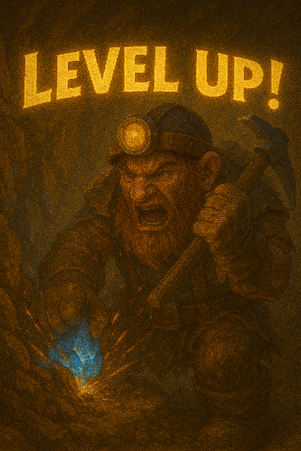WoW The War Within dwarf miner striking a glowing blue ore node in Khaz Algar underground zone